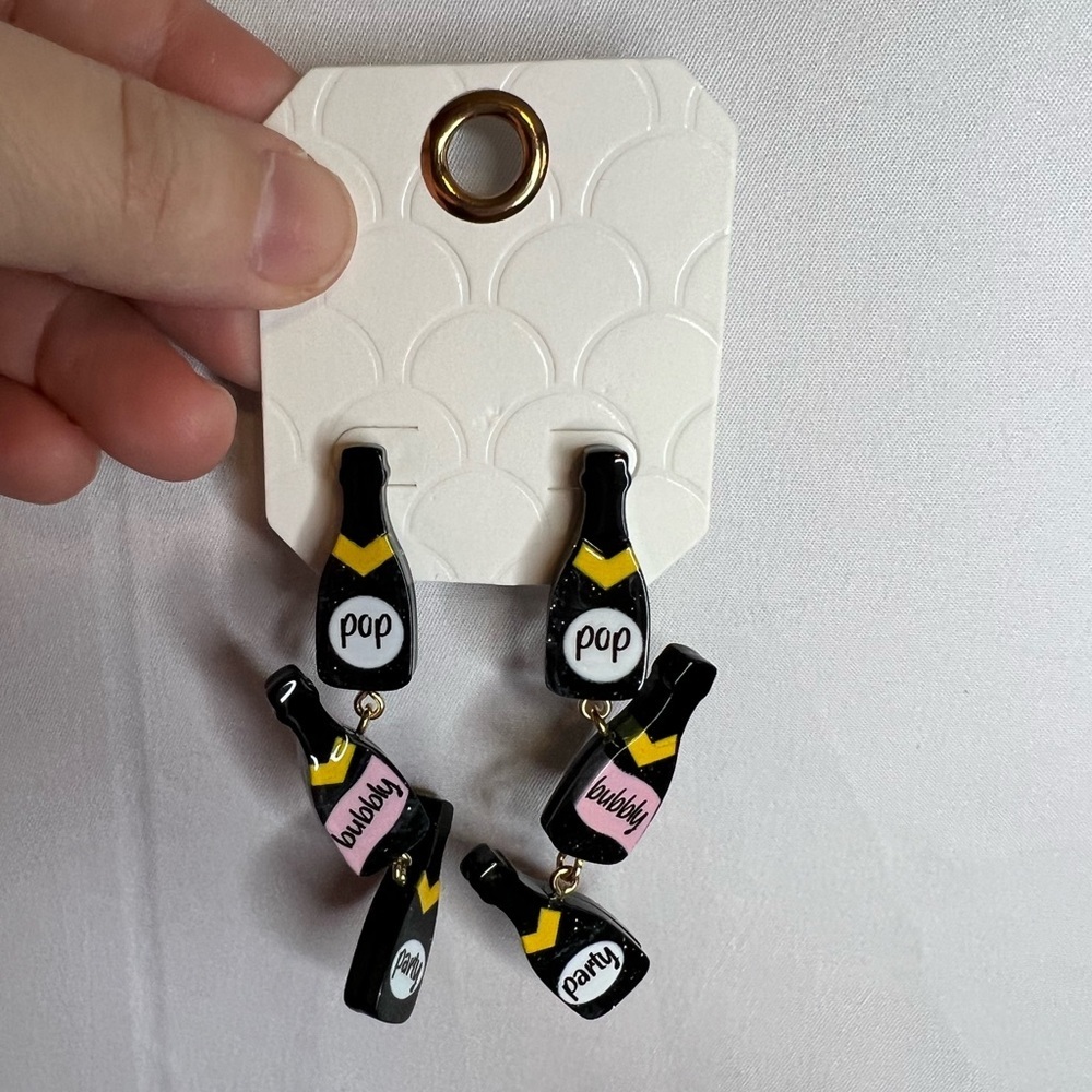 Unbranded Pop Bubbly Party Bottle Dangle Earrings NWT